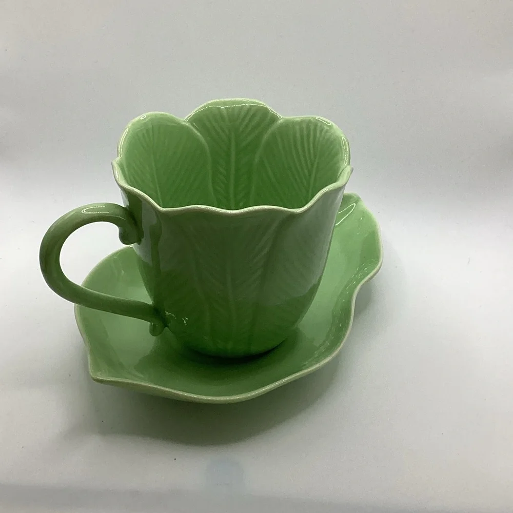 Green Leaf Cup and Saucer Set